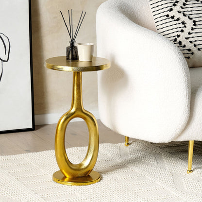 Auric Home Side Table Gold Metal Distressed Aluminium Top 29 X 29cm Retro Design Home Decor For Living Rooms