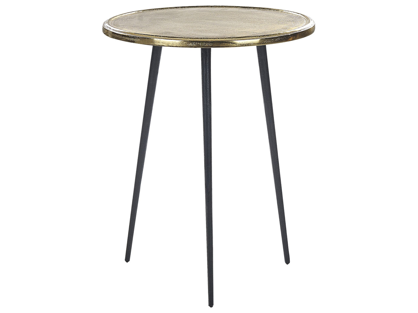 Side Table Gold And Black Distressed Retro 43cm Round