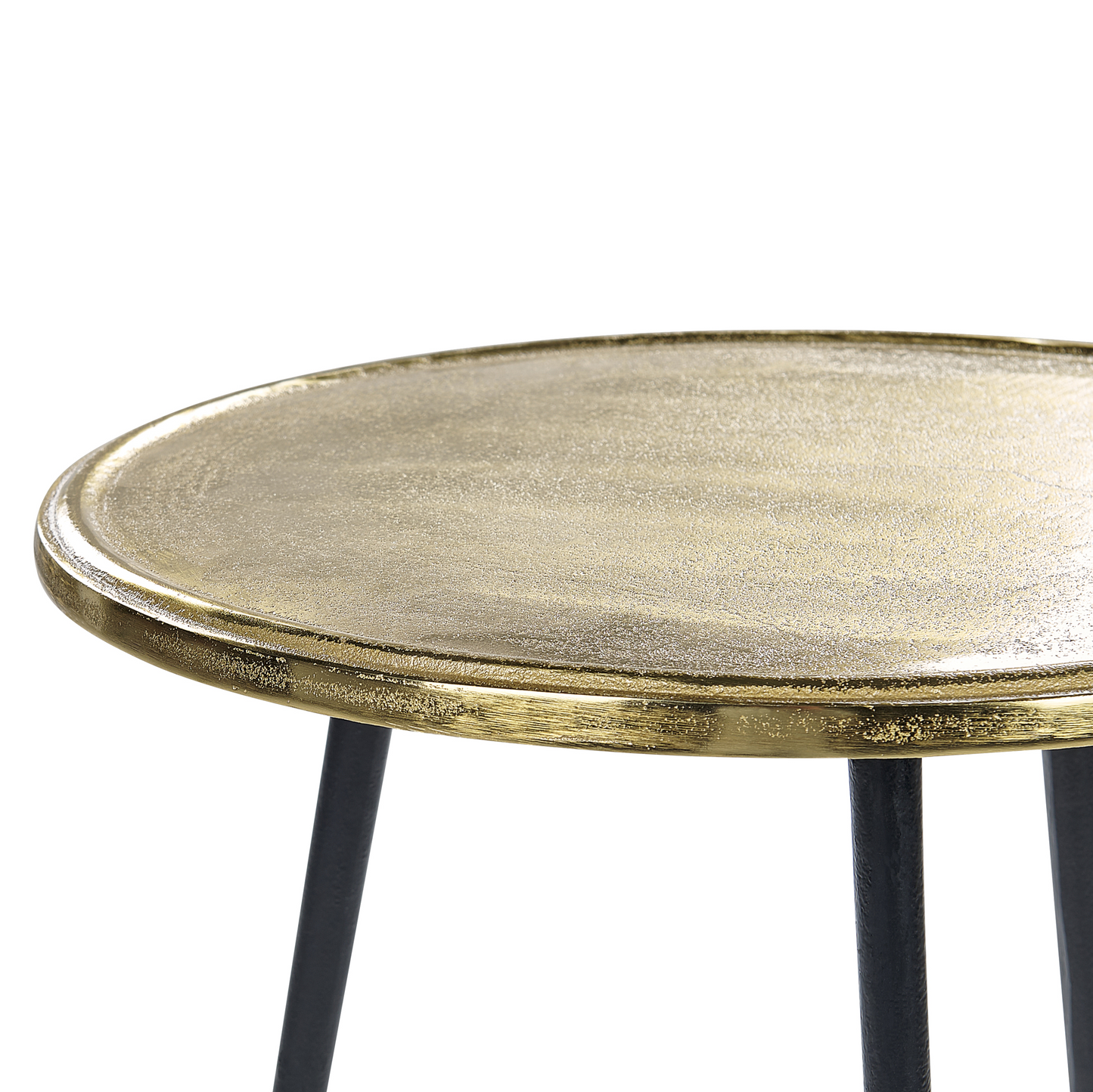 Side Table Gold And Black Distressed Retro 43cm Round