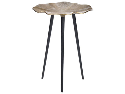Side Table Gold and Black Aluminium Iron Round 37cm Glossy Top Retro Decor