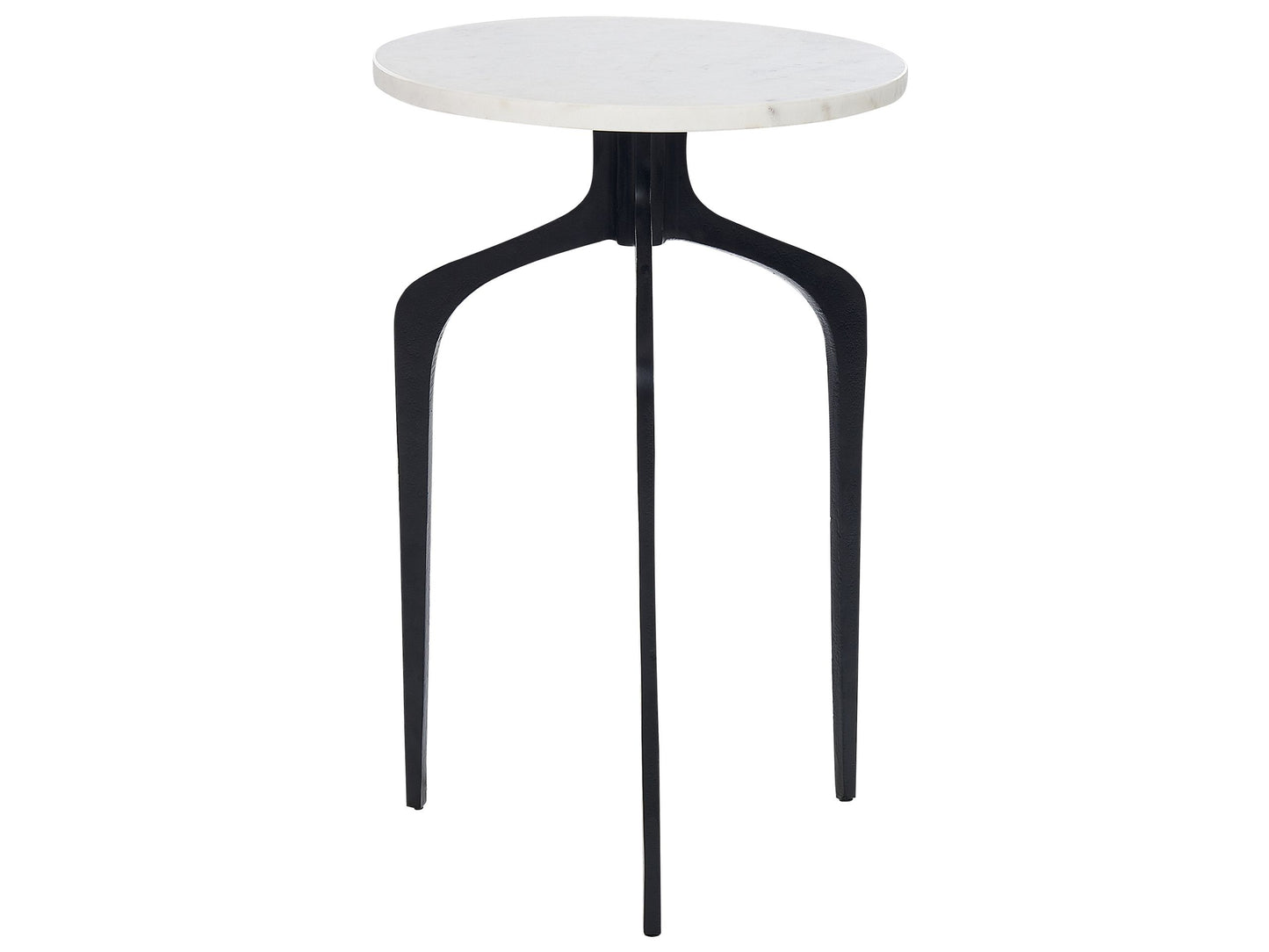 Side Table White Marble Top Black Metal Legs 36cm Round