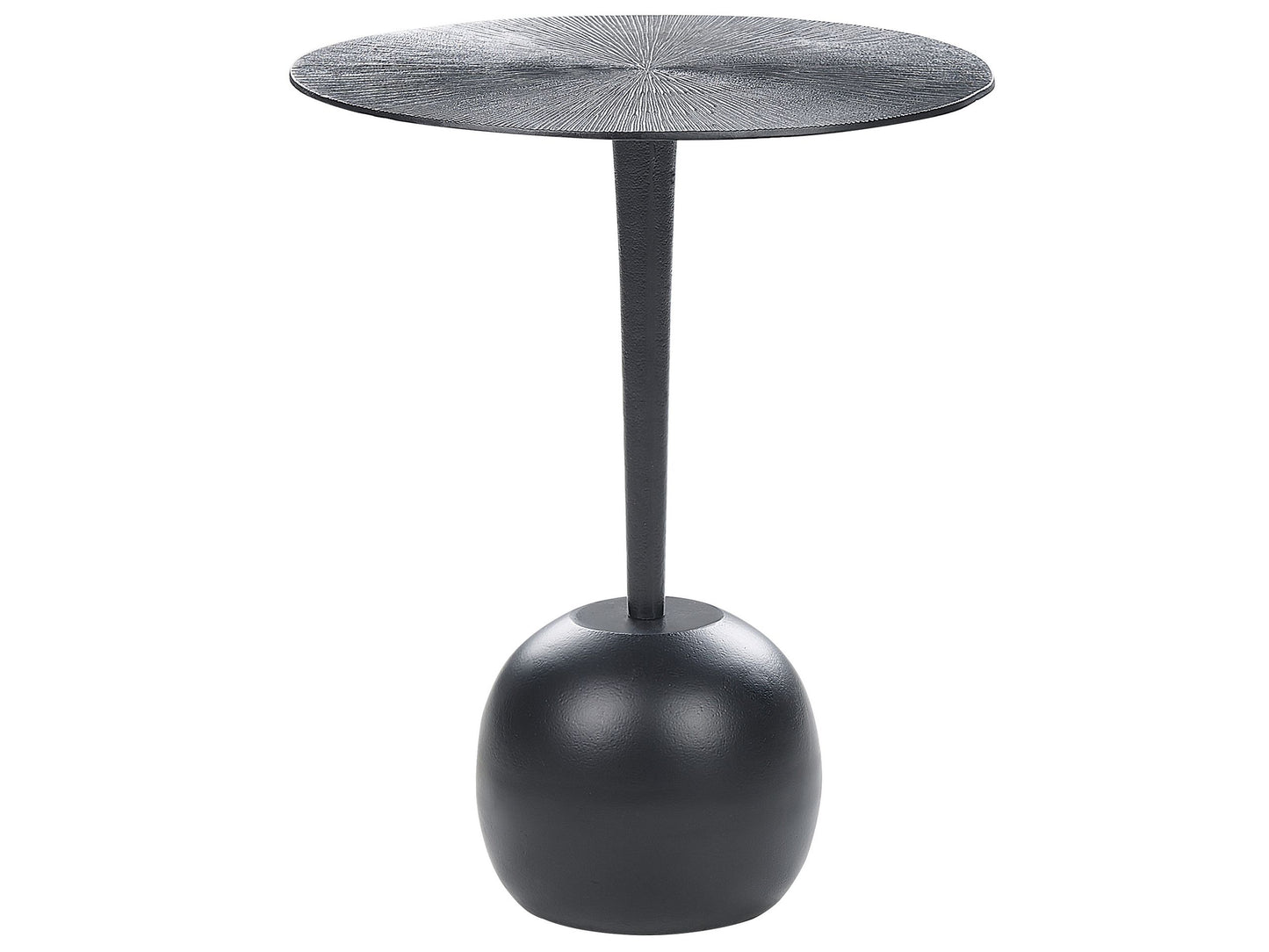 Side Table 40cm Black Aluminium Round Carved Top