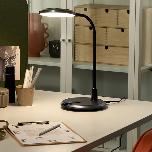 LED Desk Lamp Black With Adjustable Arm Dimmer And Color Temperature Control