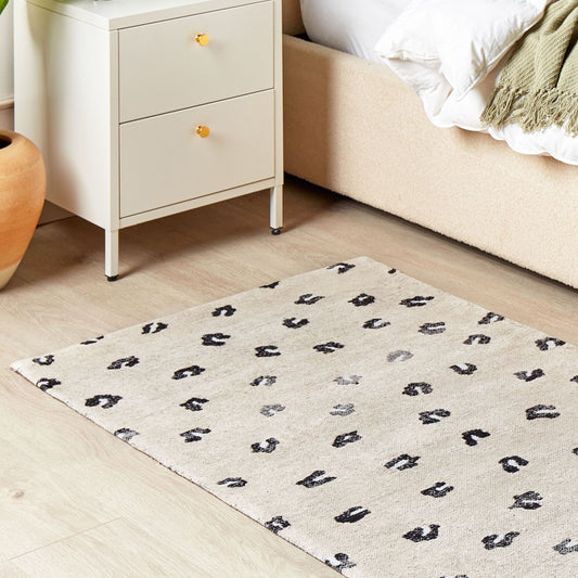Rug Light Beige Cotton 80 X 150 Rectangular Animal Motif