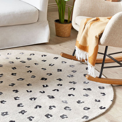 Rug Light Beige Cotton 140cm Rectangular Animal Motif