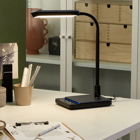 LED Desk Lamp Black Adjustable Arm Dimmable Color Temperature
