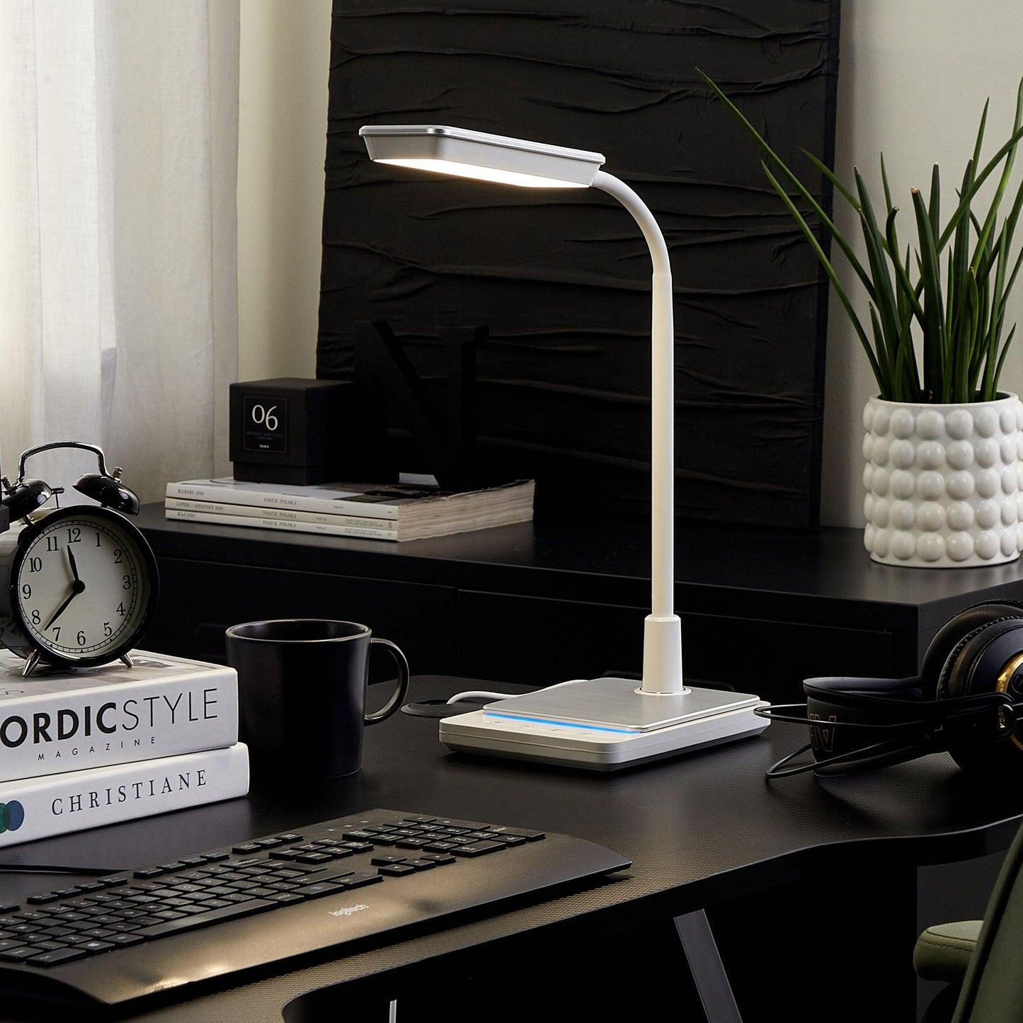 LED Desk Lamp White With Adjustable Arm Dimmer And Color Temp