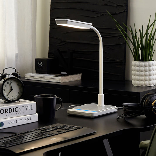 LED Desk Lamp White With Adjustable Arm Dimmer And Color Temp