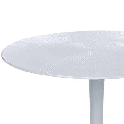 Aluminium Round Carved Top Side Table White Leg Base 40cm