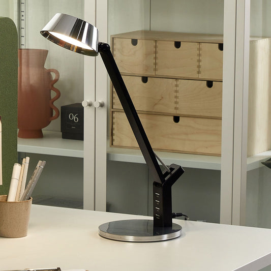 LED Desk Lamp White Color Temp Adjustable Arm Dimmer USB