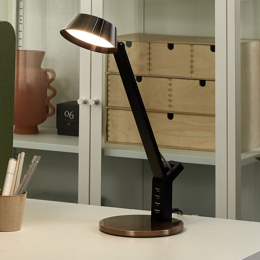 Copper Desk Lamp With Adjustable Arm Dimmer USB Port