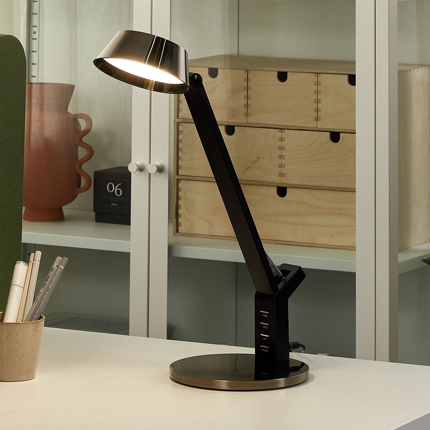 Brass Desk Lamp With Adjustable Arm Dimmer And USB Port