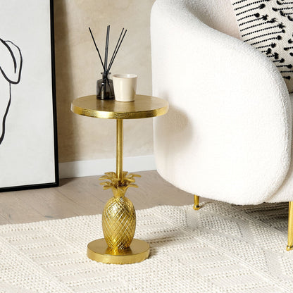 Living Pineapple End Table Gold Metal 29 x 29 x 49cm