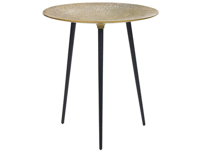 Living Gold Black Metal Side Table 45cm Round Gloss Top
