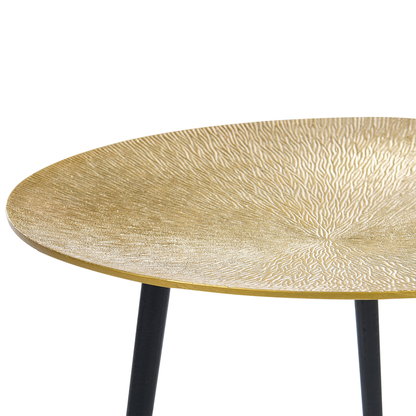 Living Gold Black Metal Side Table 45cm Round Gloss Top