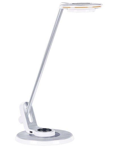 LED Desk Lamp Silver With Adjustable Arm Dimmer Color Temperature USB Port
