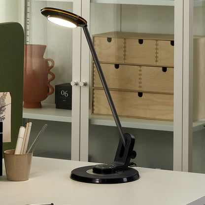 LED Desk Lamp Black Metal Adjustable Arm USB Port