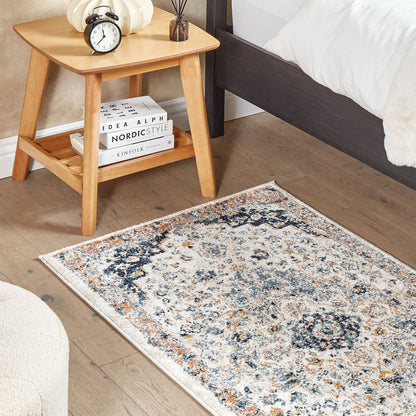 Beige Blue Oriental Vintage Area Rug 80 x 150cm