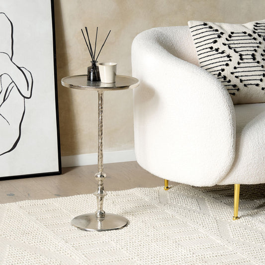 Silver Metal Round Side Table 32cm Geometric End Table