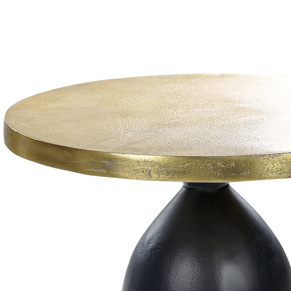 Side Table Black And Gold Metal Round 36cm Geometric
