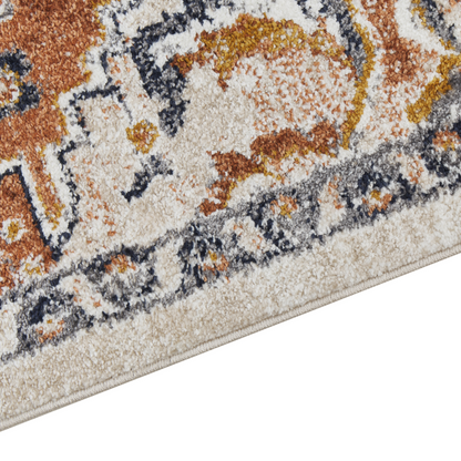 Oriental Distressed Beige Area Rug 80 By 150cm With Floral Motif For Living Room And Bedroom