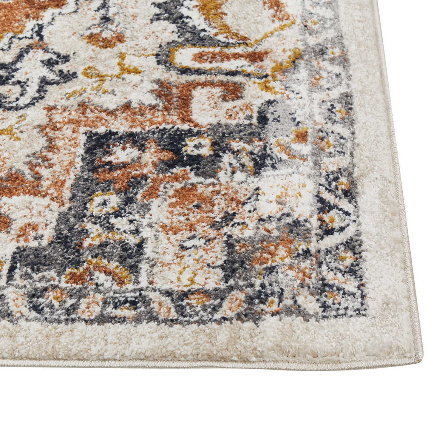 Oriental Distressed Beige Area Rug 80 By 150cm With Floral Motif For Living Room And Bedroom