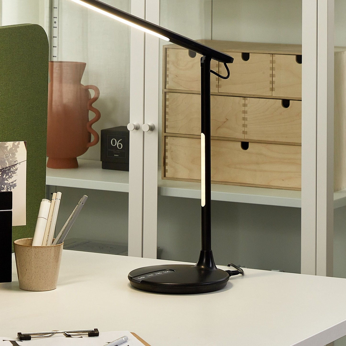 Desk LED Lamp Black Aluminum With Base Double Dimming Touch