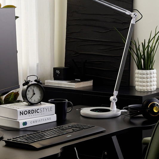 Desk LED Lamp Aluminum Silver With Base Double Dimming Touch