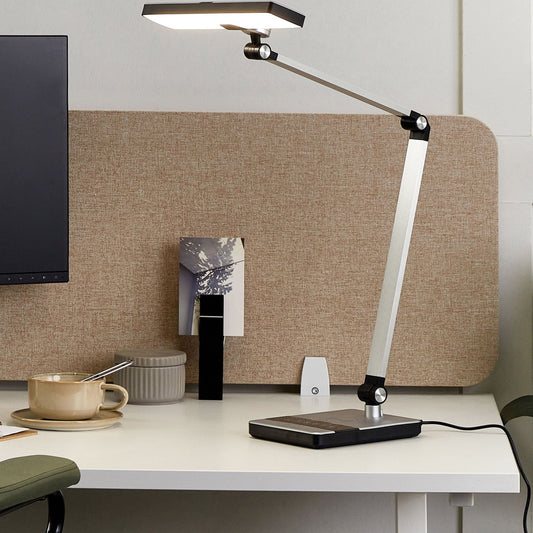 Desk LED Lamp Silver Stepless Dimming Wireless Charger