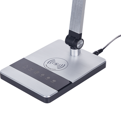 Desk LED Lamp Silver Stepless Dimming Wireless Charger