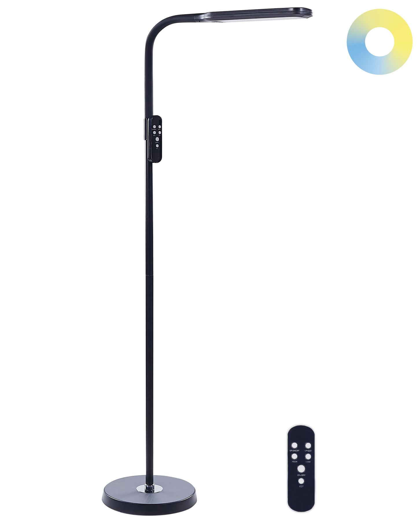 Floor LED Lamp Black 160cm Dimmable Remote Control