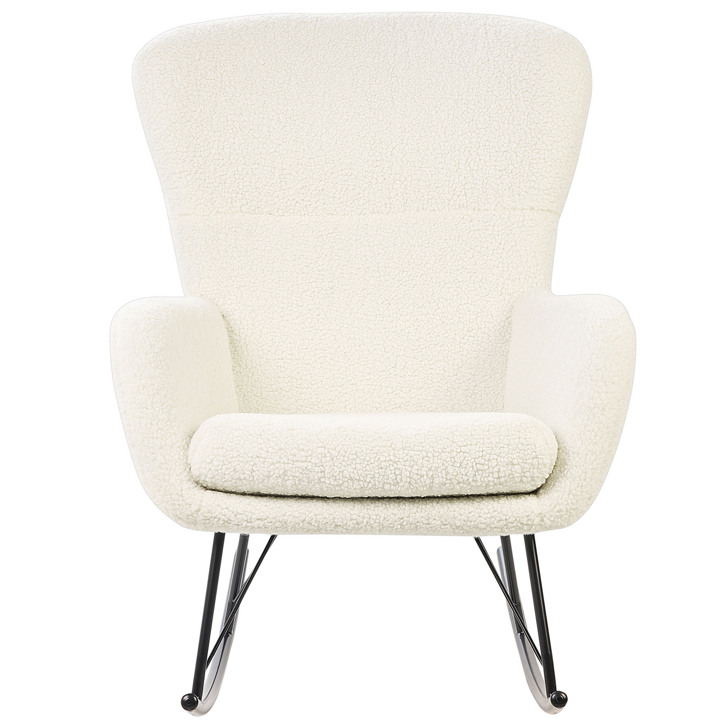 Rocking Chair Boucle Beige And Black With Metal Legs