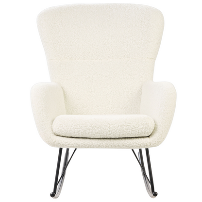 Rocking Chair Boucle Beige And Black With Metal Legs