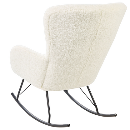 Rocking Chair Boucle Beige And Black With Metal Legs