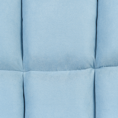 Blue Biscuit Tufted Rocking Chair With Wooden Legs And Rubber Skates Plush Upholstery