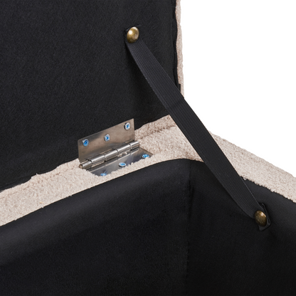 Beige Boucle Ottoman Bench With Storage Tufted Modern