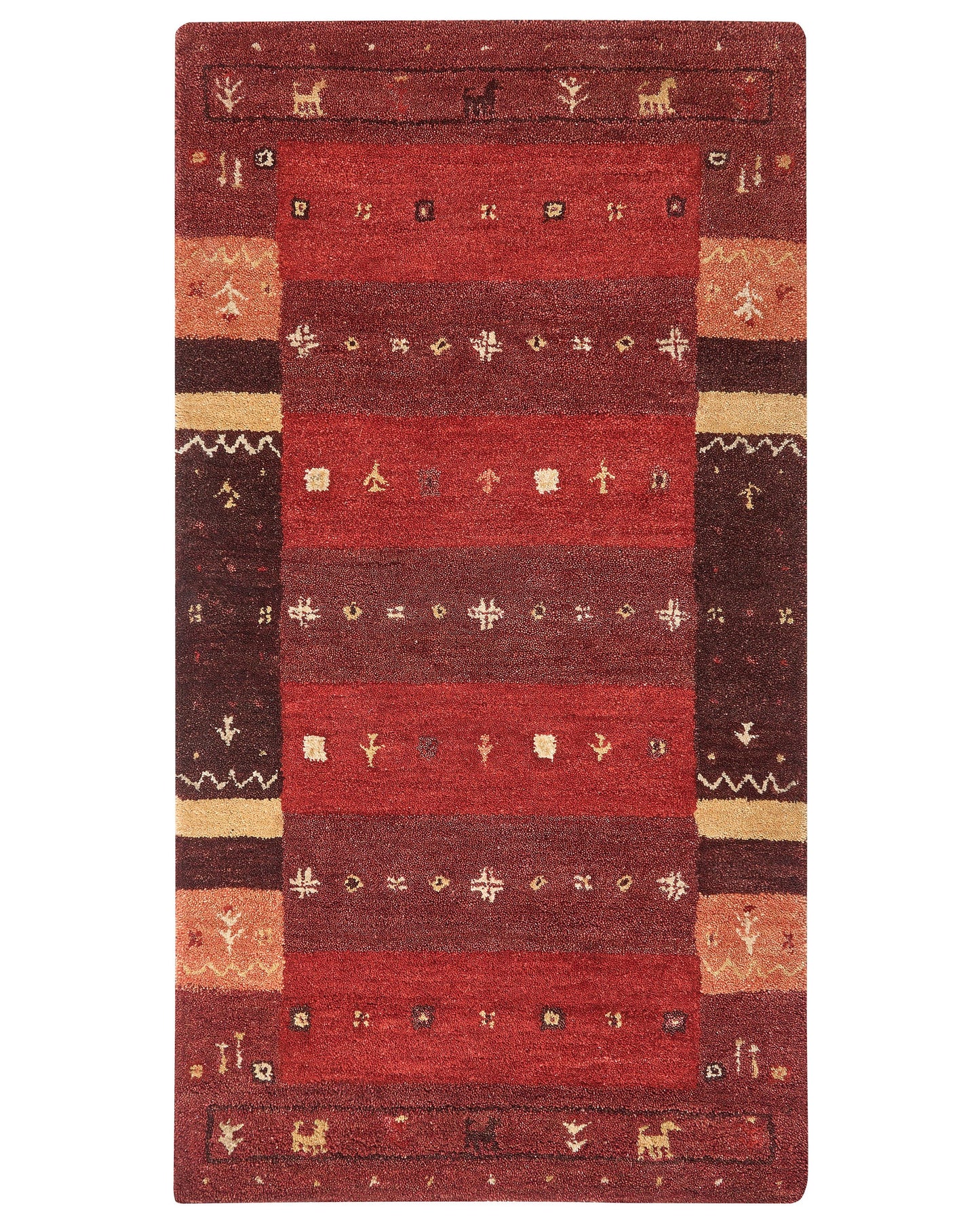 Rustic Red Wool Rug 80 x 150cm Hand Tufted Thick Pile