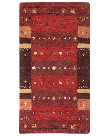 Rustic Red Wool Rug 80 x 150cm Hand Tufted Thick Pile