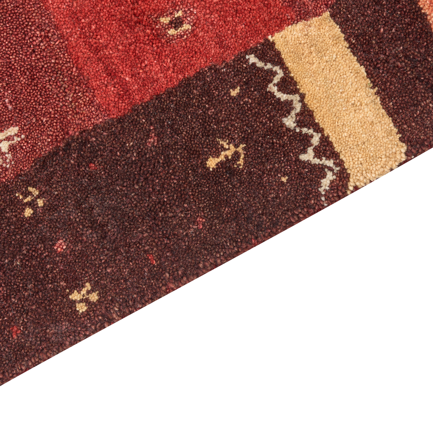 Rustic Red Wool Rug 80 x 150cm Hand Tufted Thick Pile