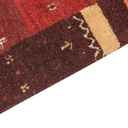 Rustic Red Wool Rug 80 x 150cm Hand Tufted Thick Pile