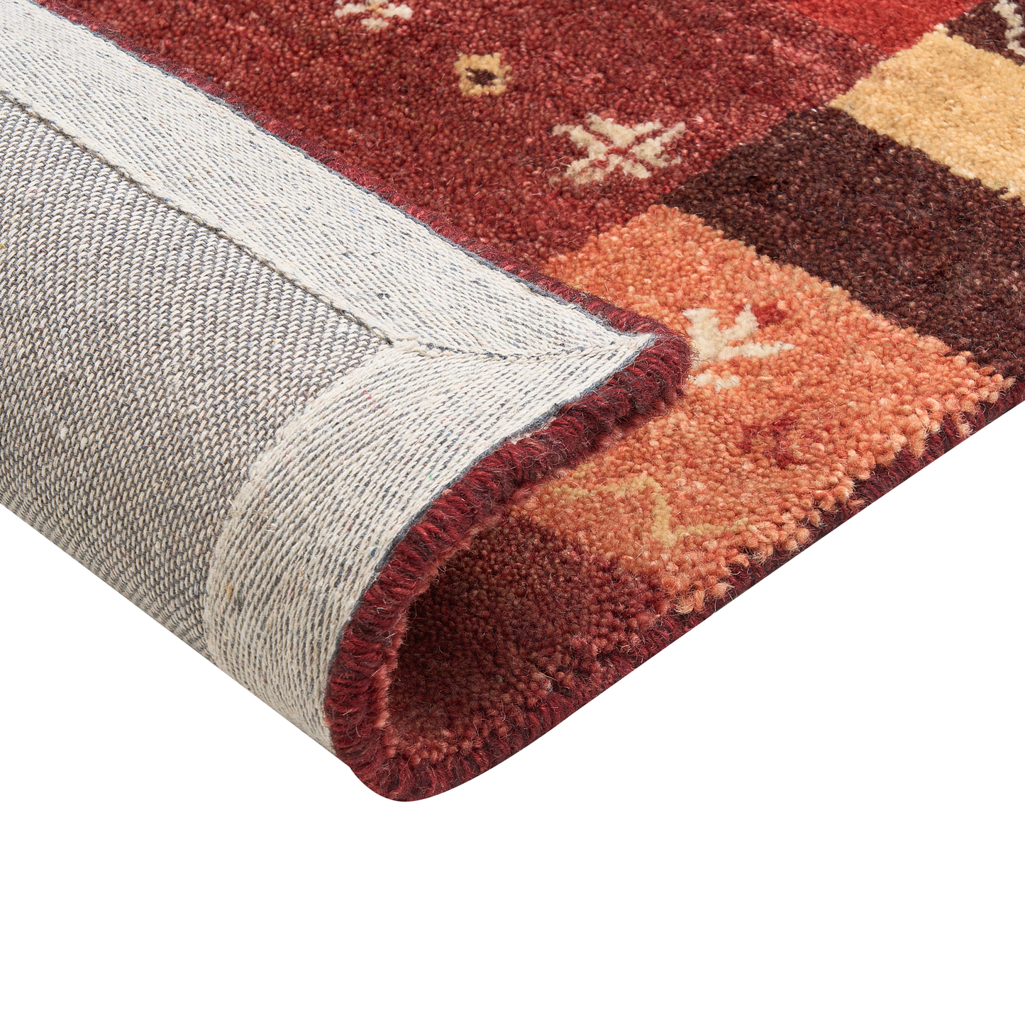 Rustic Red Wool Rug 80 x 150cm Hand Tufted Thick Pile