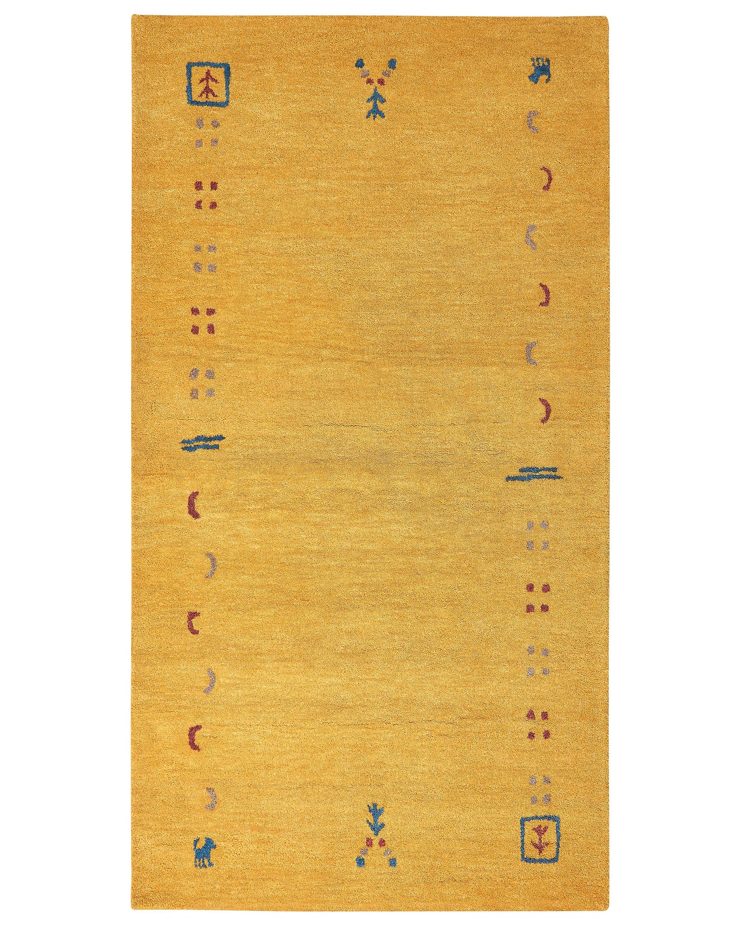 Wool Geometric Area Rug 80 x 150cm Hand Tufted Boho Yellow