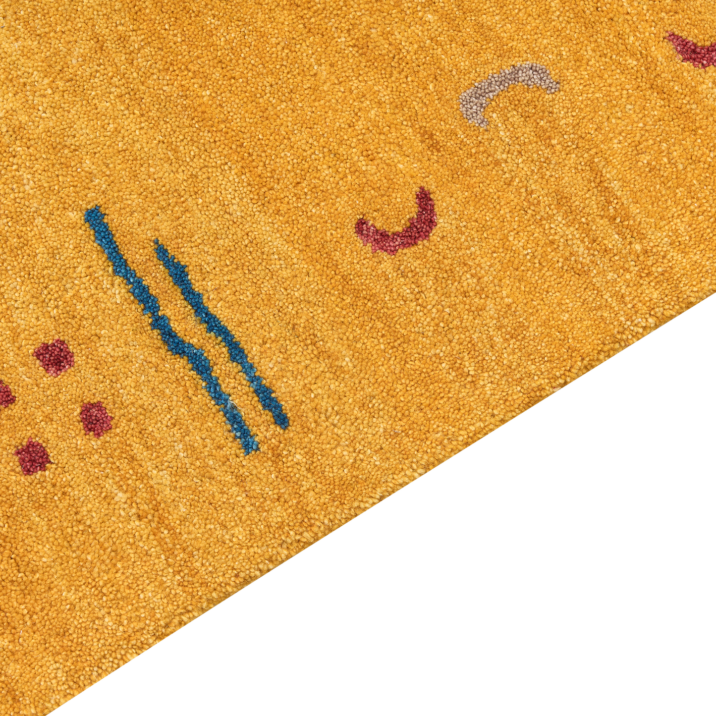 Wool Geometric Area Rug 80 x 150cm Hand Tufted Boho Yellow