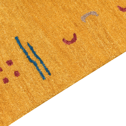 Wool Geometric Area Rug 80 x 150cm Hand Tufted Boho Yellow