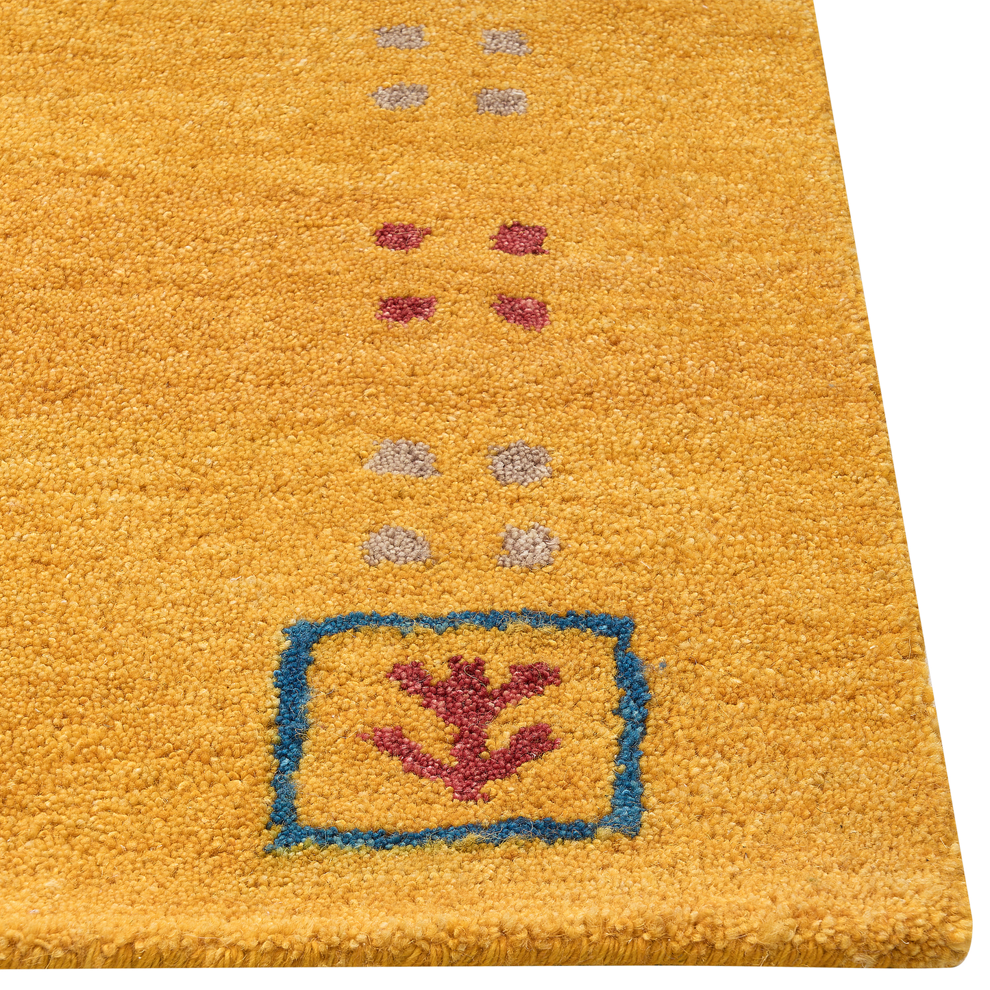 Wool Geometric Area Rug 80 x 150cm Hand Tufted Boho Yellow