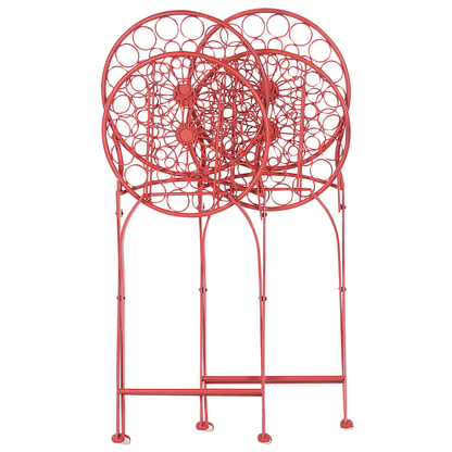 Provence Home Red Iron Garden Bistro Chairs 2 Foldable Outdoor