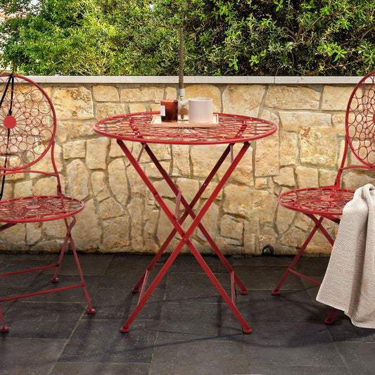 Red Iron UV Resistant Foldable Bistro Table Outdoor