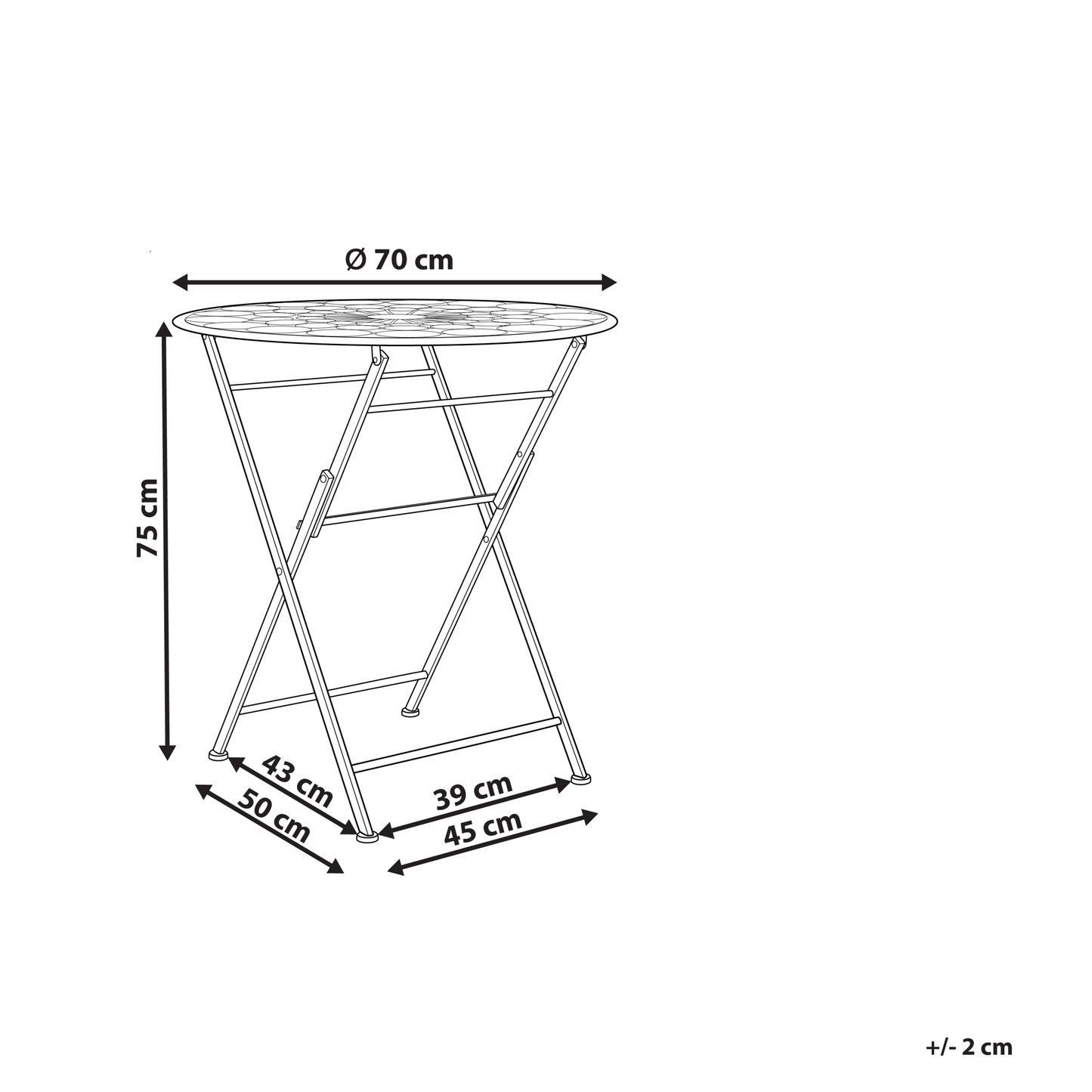 Red Iron UV Resistant Foldable Bistro Table Outdoor