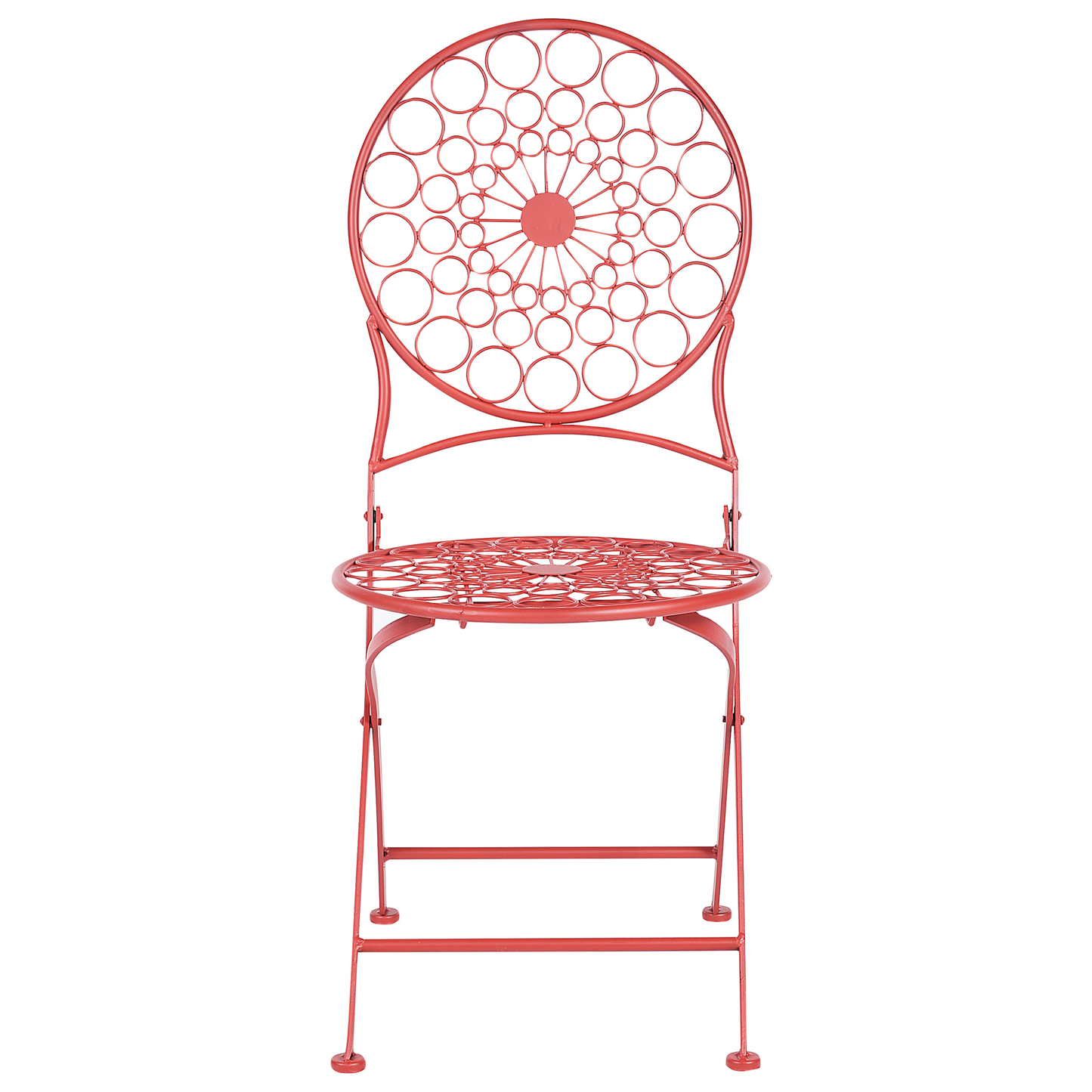 Garden Bistro Red Iron Foldable 2 Chairs Table Set UV Rust Resistant