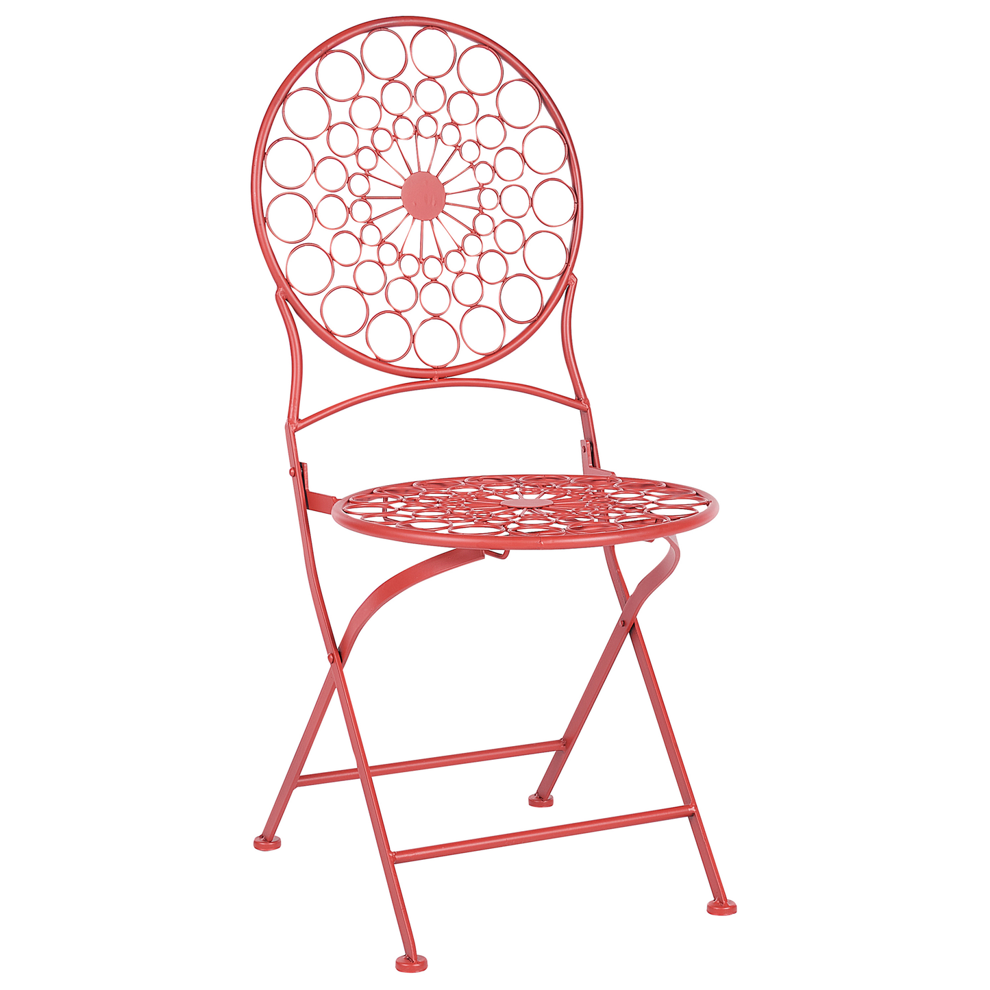 Garden Bistro Red Iron Foldable 2 Chairs Table Set UV Rust Resistant
